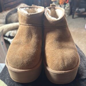 Ugg Tan Suede Platform Ankle Boots